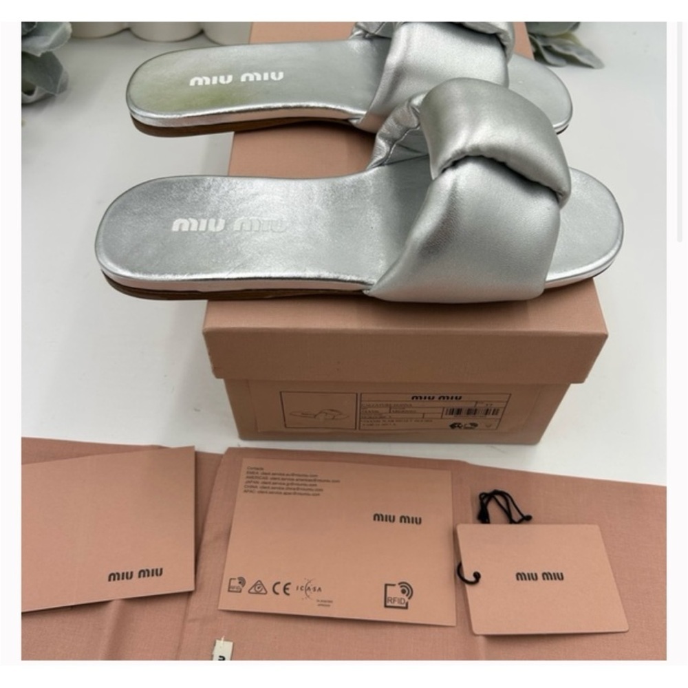 Miu Miu metallic slide sandals size 37 made in Italy - Picture 6 of 7